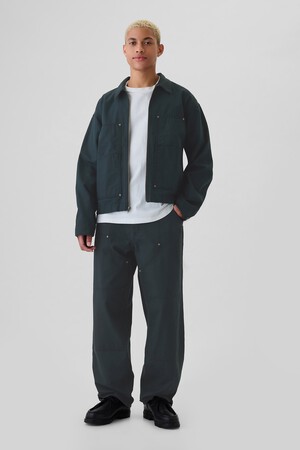 Double-Knee Canvas Utility Baggy Jeans
