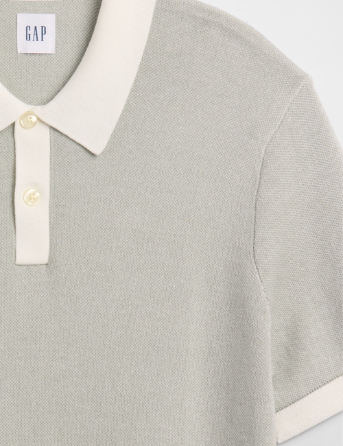 V-SS BIRDSEYE POLO SWEATER