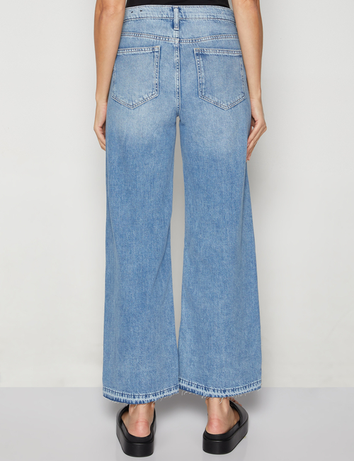 High Rise Destructed Wide-Leg Jeans with Washwell