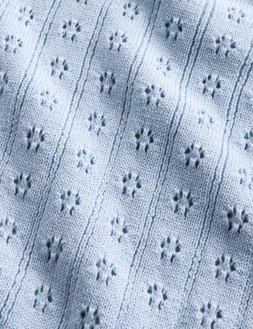 100% Cotton Pointelle Crop Cardigan