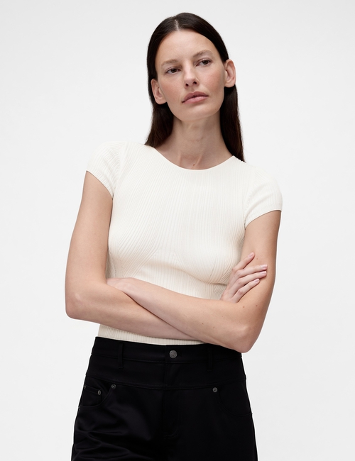 GAP STUDIO VISCOSE KNIT CROPPED TEE