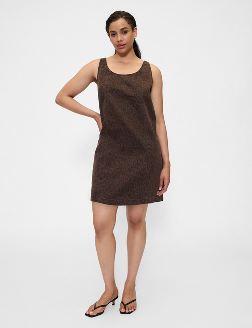 Print Denim Scoopneck Mini Dress