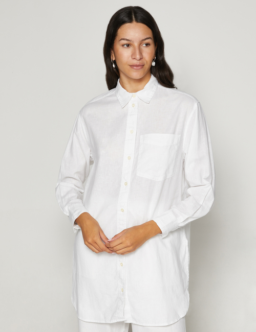 Oversized Linen-Blend Tunic Shirt