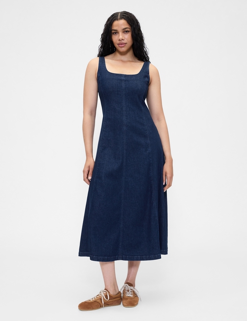 Denim Square-Neck Maxi Dress