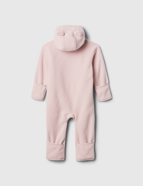 لباس قطعة واحدة بغطاء رأس وشعار جاب صوف للأطفال الرضع