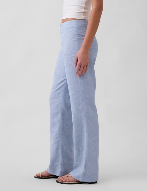 Low Rise Linen-Blend Flare Pants