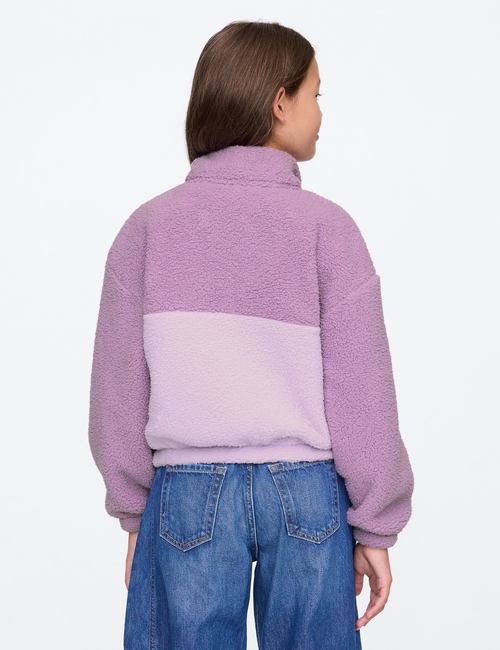 Kids Recycled Relaxed Sherpa Quarter-Snap Sweatshirt