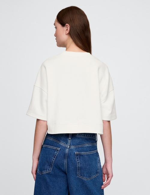 VintageSoft Cropped Elbow-Sleeve Sweatshirt