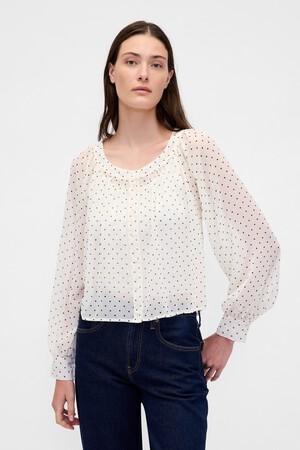 Sheer Button-Front Top