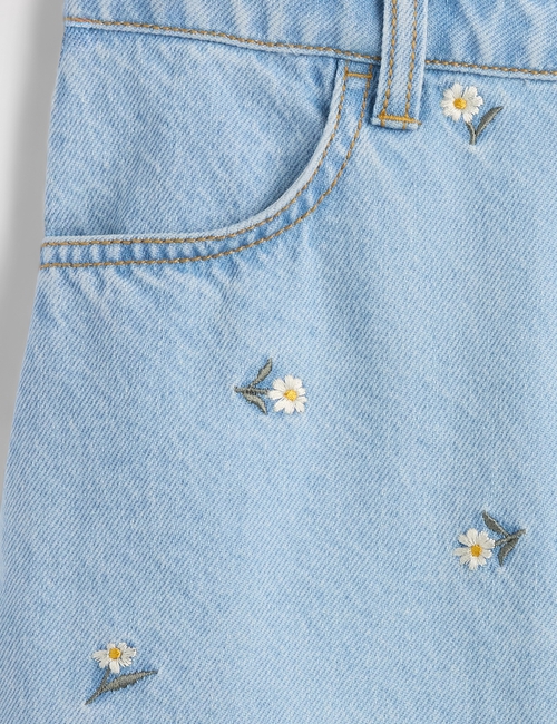 Kids Embroidered Denim Skirt