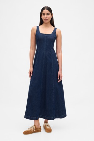 Denim Square-Neck Maxi Dress