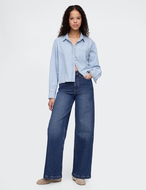 Curvy High Rise Stride Wide-Leg Jeans