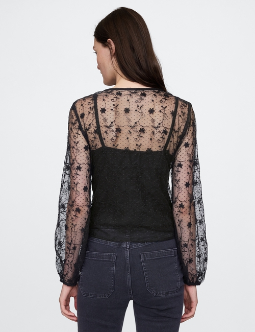 Recycled Lace Ruffle Top