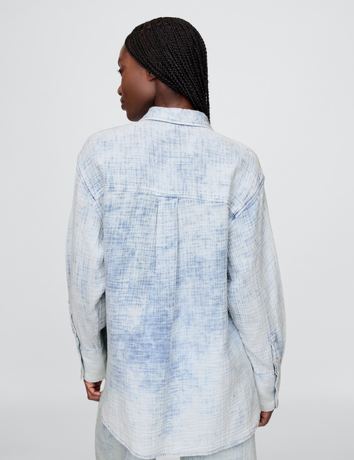 Cotton Gauze Denim Oversized Shirt