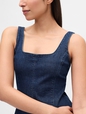 Denim Square-Neck Maxi Dress