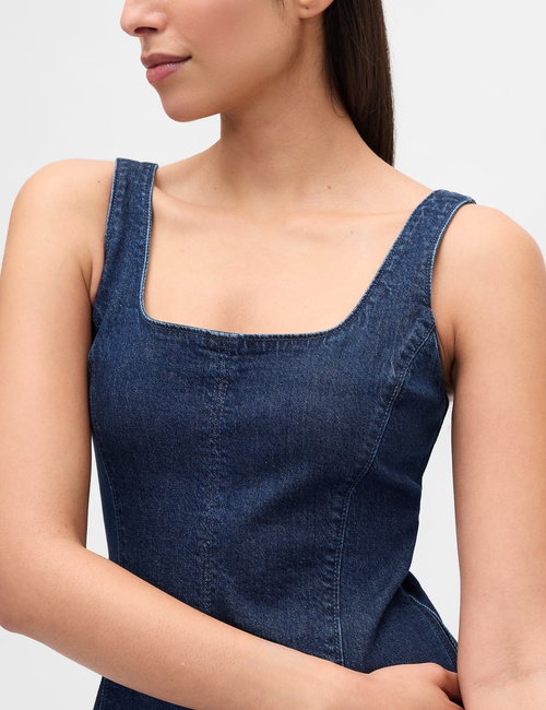 Denim Square-Neck Maxi Dress