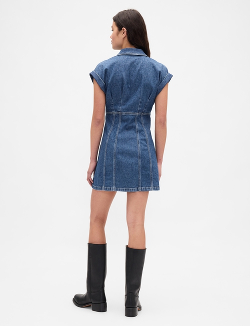 SS PLEATED MINI DRESS - MED ASH