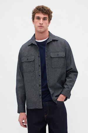 DENIM BIG SHIRT - TICKING STRIPE