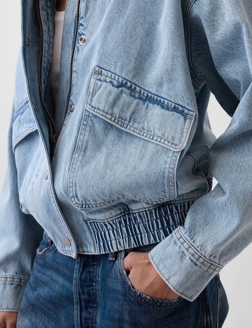 Oversized Denim Bomber Jacket