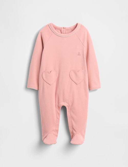 Baby Softspun Heart Pocket Footed One-Piece