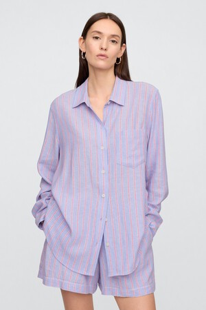 Linen-Blend Easy Shirt