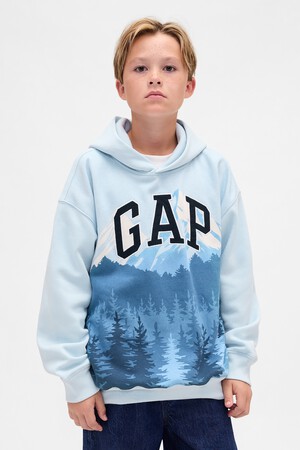 MOUNTAIN PRINT LOGO HOOD