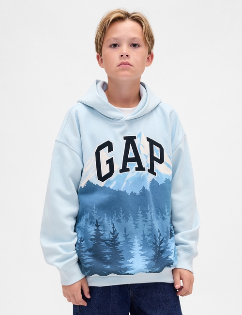 MOUNTAIN PRINT LOGO HOOD