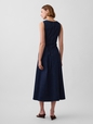 Denim Drop-Waist Midi Dress