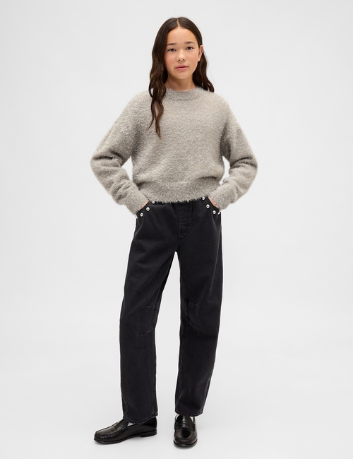 Kids Metallic Eyelash Crewneck Sweater