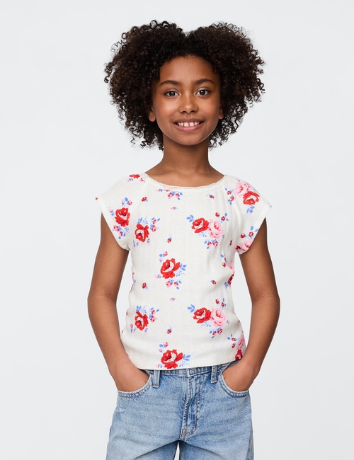 Kids Lace-Trim Pointelle T-Shirt
