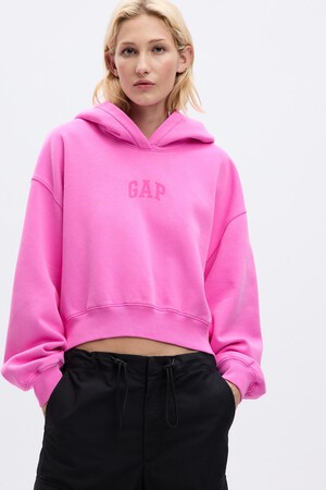 VintageSoft Arch Logo Cropped Hoodie
