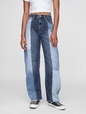 High Rise Patchwork Barrel Jeans