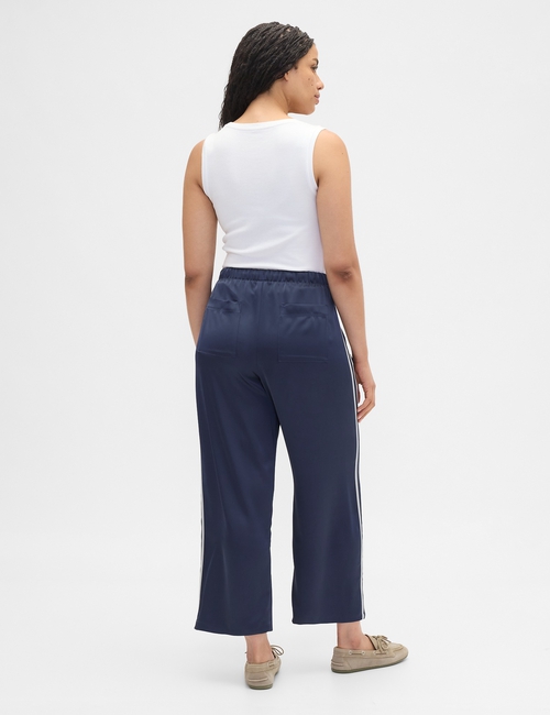 Relaxed Straight-Leg Stripe Satin Pants