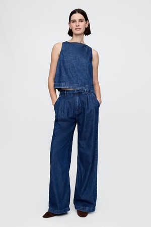 365 High Rise UltraSoft Denim Pleated Trousers