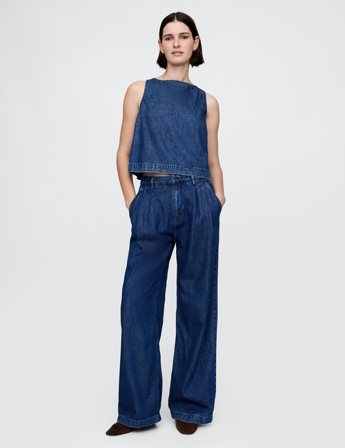 365 High Rise UltraSoft Denim Pleated Trousers