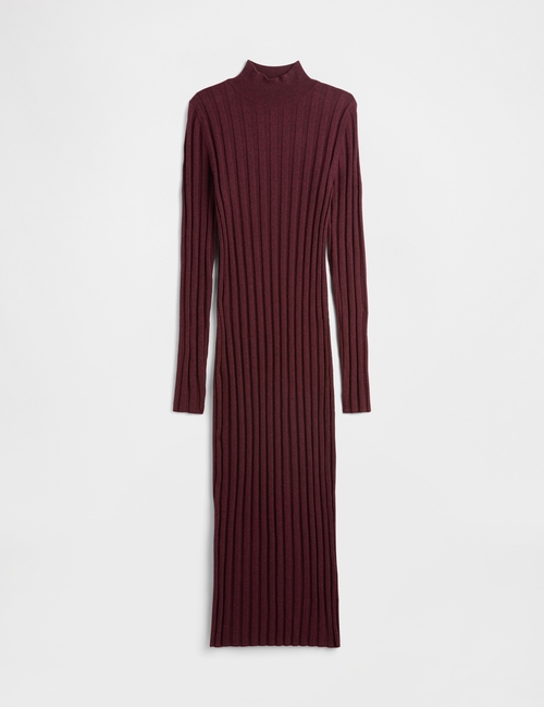 CashSoft Ribbed Mockneck Midi Dress