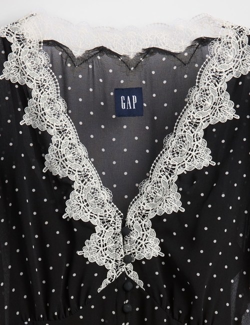 Lace-Trim V-Neck Maxi Dress