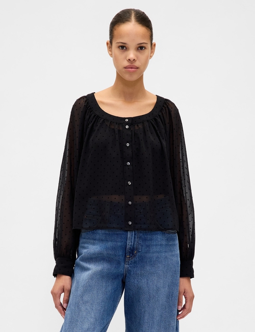 Sheer Button-Front Top