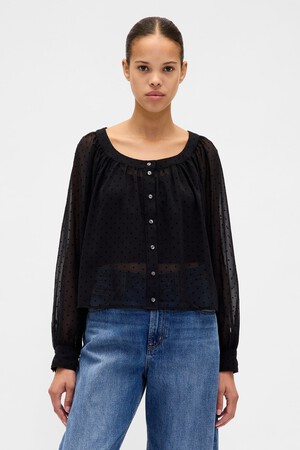 Sheer Button-Front Top