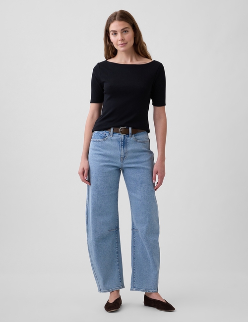 Modern Ribbed Boatneck T-Shirt