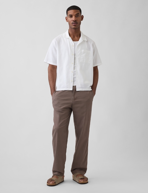 Linen-Cotton Relaxed Taper Pants
