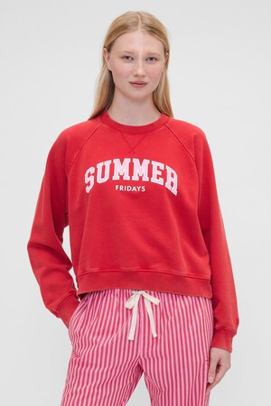 GAP X SUMMER FRIDAYS LOGO TERRY FLEECE LOGO CREW