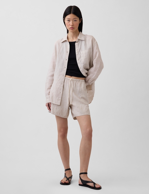 Linen-Blend Easy Shorts