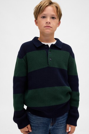 COTTON LS POLO SWEATER