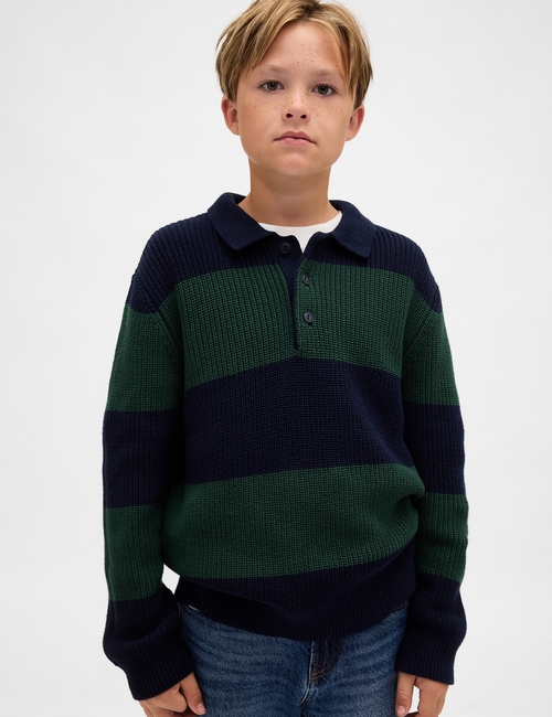 COTTON LS POLO SWEATER