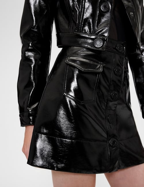 GAP STUDIO PATENT BUTTON FRONT MINI SKIRT