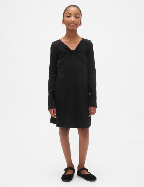 LS BOW RIB DRESS