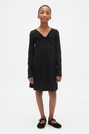 LS BOW RIB DRESS