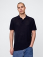 Textured Crochet Polo Shirt
