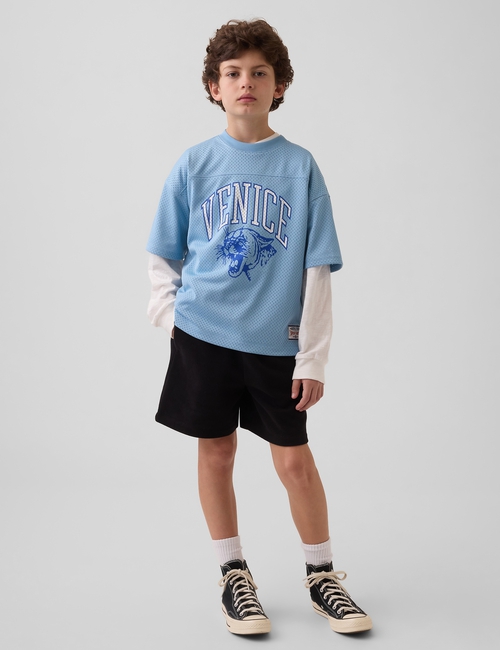 Kids Mesh Oversized Graphic Jersey T-Shirt